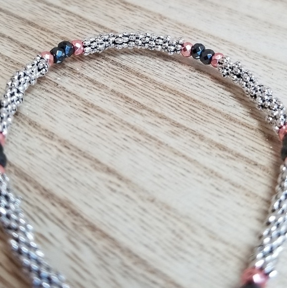 Rose Gold Faceted Hematite Beaded Bracelet - Picture 5 of 6